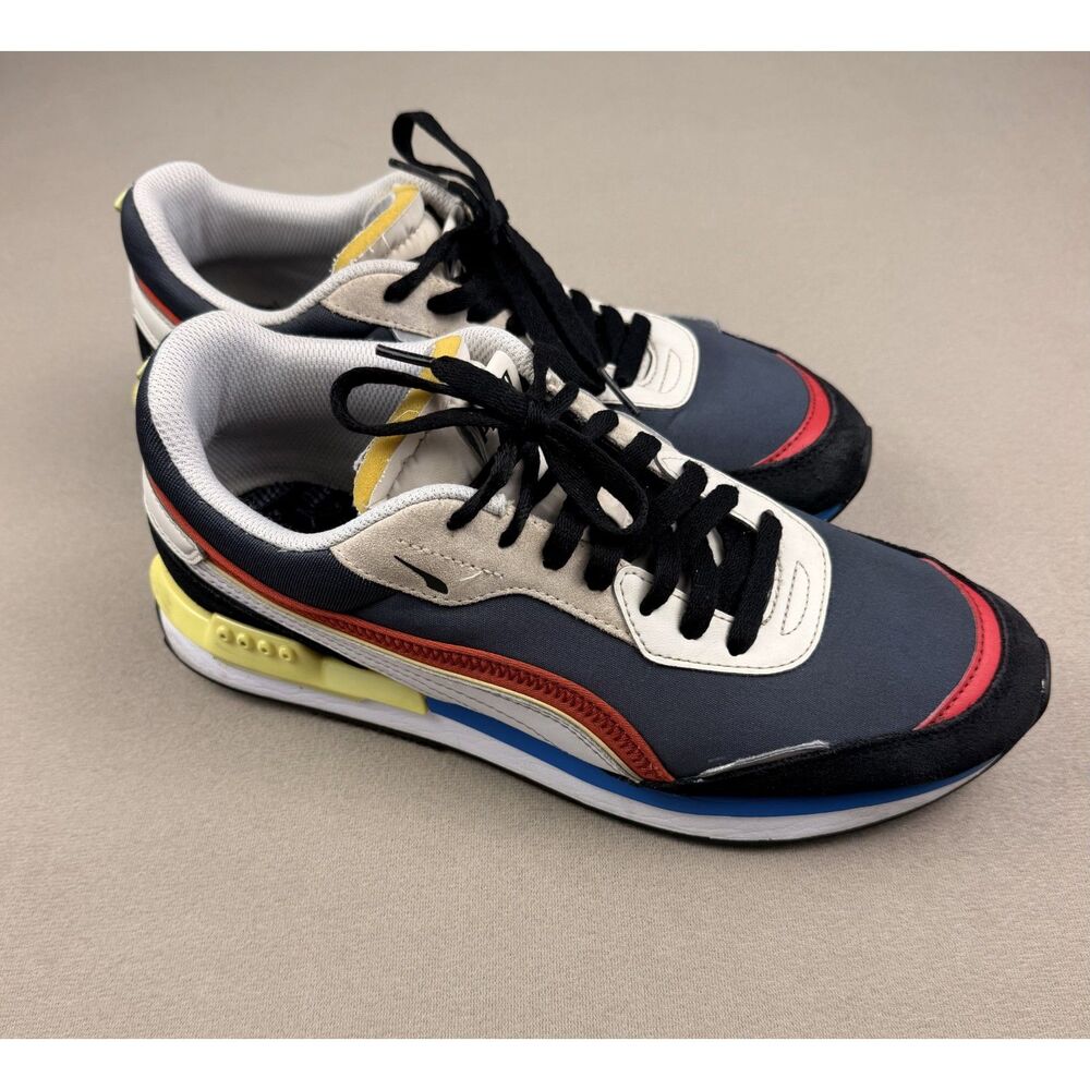 Puma City Rider Black Ebony Sneakers Retro Runner Multi Color Men's Size 9